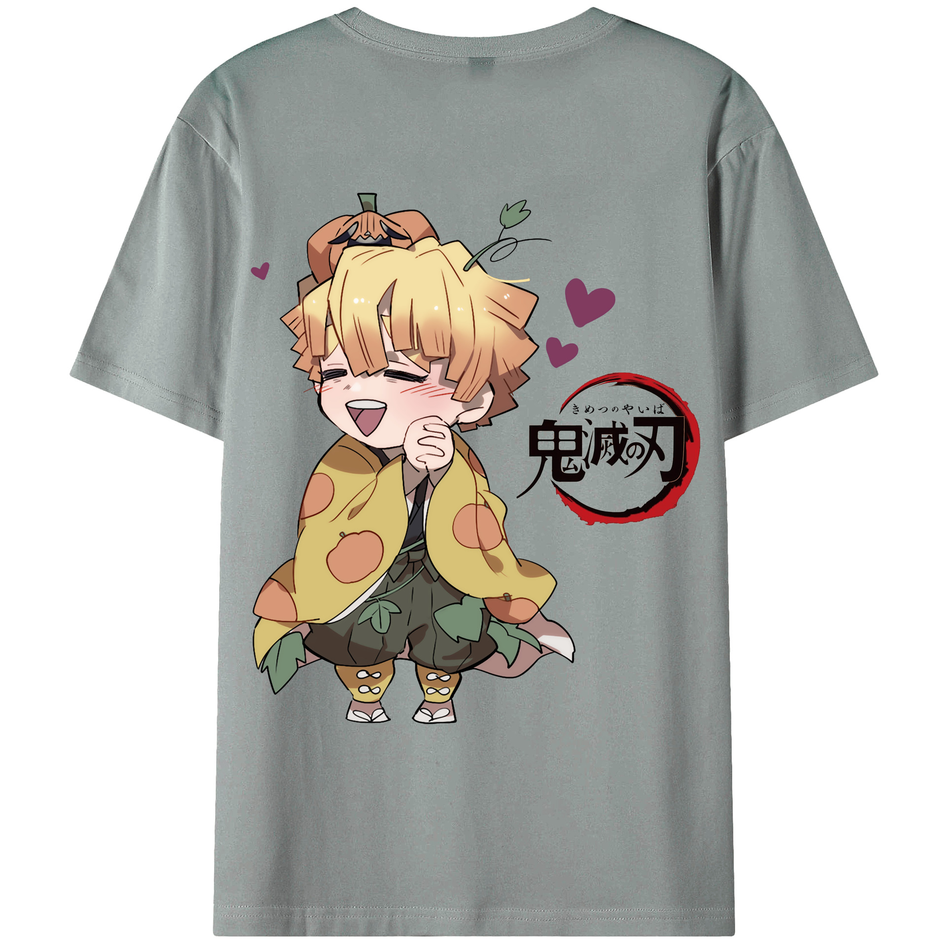 （画像用） 鬼滅の刃（きめつのやいば）我妻 善逸／あがつま ぜんいつ Agatsuma Zenitsu 綿100％ メンズ半袖Tシャツ（バックプリント） 通気性
